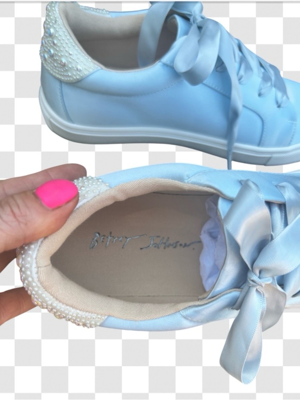 NWB- Betsey Johnson Brides Satin Sneakers with Pearl Detail - sz 7 - Picture 6 of 7